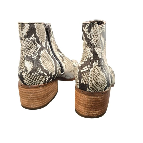 Bleeker & Bond Womens Leather Snake Print Ankle Boots Brown Cream Sz 10M JJ4015 - Picture 7 of 10